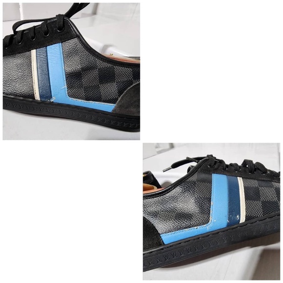 Authentic LOUIS VUITTON Suede Canvas Totem Sneakers Black Size 7 - Picture 14 of 16